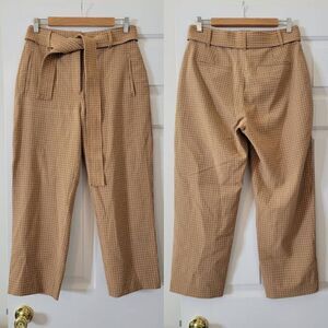 Aritzia Wilfred Tie Front Check Pant Sz 8